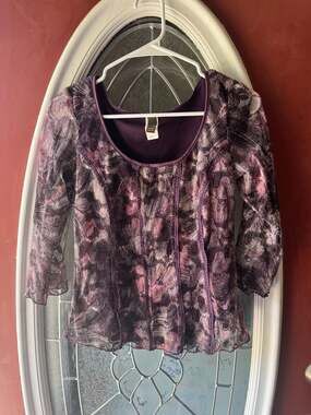 Sere Nade New York Floral Lace Long Sleeve Top Size Small